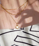 Goosudu [Heart Lock]AB Sides Pendant Necklace