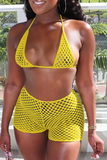 Goosudu Sexy Solid Mesh Swimwears