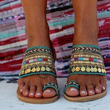 Goosudu Ethnic Boho Style Toe Ring Slippers