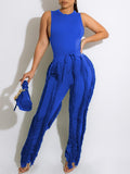 Goosudu Solid Tank Top & Fringe Pants Set