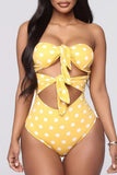 Goosudu Sexy Print Polka Dot Split Joint Knotted Swimwears