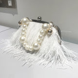 Goosudu Daily Party Patchwork Feathers Pearl Bags