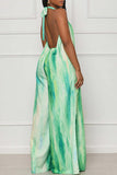 Goosudu Romantic Sleeveless Print Backless Lace-Up Wide-Leg Jumpsuits