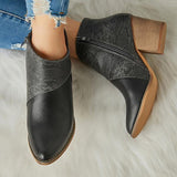 Goosudu Thick Heel Pointed Western Cowboy Boots