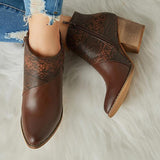 Goosudu Thick Heel Pointed Western Cowboy Boots