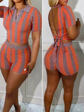 Goosudu Stripe Tied-Back Top & Shorts Set