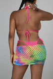 Goosudu Fashion Sexy Print Bandage Hollowed Out See-through Backless Swimwears