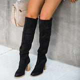 Goosudu Distressed Faux Suede Slouch Boots