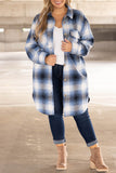 Goosudu Casual Plaid Pocket Turndown Collar Outerwear