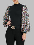 Goosudu Sequin Puff-Sleeve Top