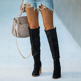 Goosudu Distressed Faux Suede Slouch Boots