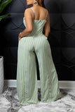 Goosudu Striped Casual Sling Wide-Leg Jumpsuit