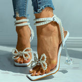 Goosudu Pearl Butterfly Sweet High Heels Sandals