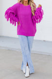 Goosudu Solid Color Rocking Tassel Sweater