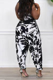 Goosudu Plus Size Halter Tie Dye Pocket Harem Jumpsuit