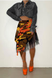 Goosudu Camouflage Cool Irregular Skirt