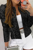 Goosudu Casual Patchwork Sequins Cardigan O Neck Outerwear