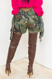 Goosudu Camouflage Stylish Ripped Tassel Shorts