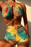 Goosudu Fashion Sexy Print Backless Strap Design Swimwears