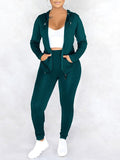 Goosudu Solid Zip Hoodie & Pants Set