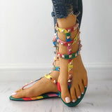 Goosudu Rainbow Bright Rivet Design Sandals