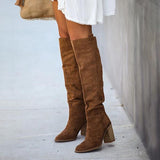 Goosudu Distressed Faux Suede Slouch Boots