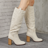 Goosudu Distressed Faux Suede Long Boots