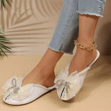 Goosudu Bowknot & Beaded Decor Sweet Slippers