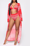 Goosudu Sexy Print Hollowed Out Split Joint Swimwears