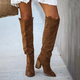 Goosudu Distressed Faux Suede Slouch Boots