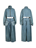 Goosudu Denim Jacket & Wide-Leg Pants Set