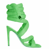 Goosudu Solid Color Unique Cross Strap Strappy Sandals