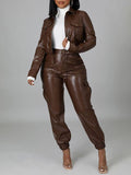 Goosudu Faux-Leather Jacket & Jogger Pants Set