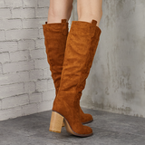 Goosudu Distressed Faux Suede Long Boots