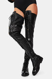 Goosudu Black Modern Lace-Up Block Platform Boots