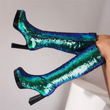 Goosudu Sequined Glistening Platform Boots