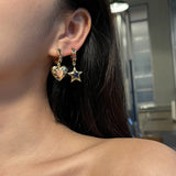 Goosudu Retro Opal Heart-shaped Star Earrings