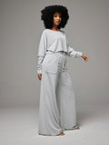 Goosudu Raw-cut Sweatshirt & Wide-Leg Pants Set