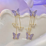 Goosudu Butterfly Fairy purple drop earring