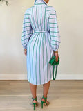 Goosudu Stripe Tied Shirt Dress