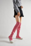 Goosudu Hit Color Casual Over The Knee Flat Boots