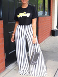 Goosudu Logo Tee & Stripe Pants Set