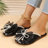 Goosudu Bowknot & Beaded Decor Sweet Slippers