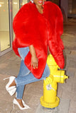 Goosudu Red Sweet Heart-shaped Faux Fur Cape