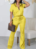 Goosudu Zip-Front Top & Flared Pants Set