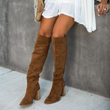 Goosudu Distressed Faux Suede Slouch Boots