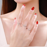 Goosudu Silver Letter A-Z Chain Ring Zirconia Diamond Adjustable