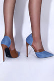 Goosudu Color Block Patchwork Urban Denim Heels