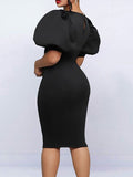 Goosudu Solid Puff-Sleeve Dress