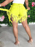 Goosudu Fringe Combo Denim Shorts